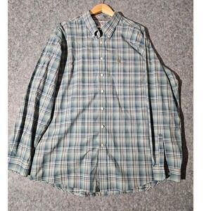 Cinch Button Down Shirt Mens XXL Blue Plaid Long Sleeve Cotton Western